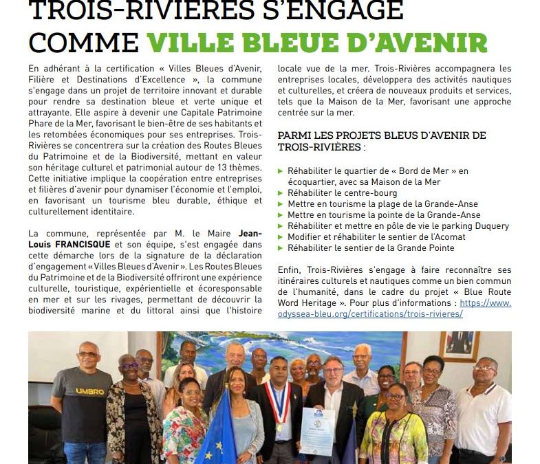 Trois-Rivières, Terre Amérindienne, met à l’honneur, dans son magazine municipal d’avril, son engagement comme Ville Bleue d’Avenir !