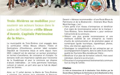 Zoom dans le bulletin municipal de Trois-Rivières sur sa mobilisation pour les acteurs locaux, dans le cadre de son projet de territoire « Ville Bleue d’Avenir »