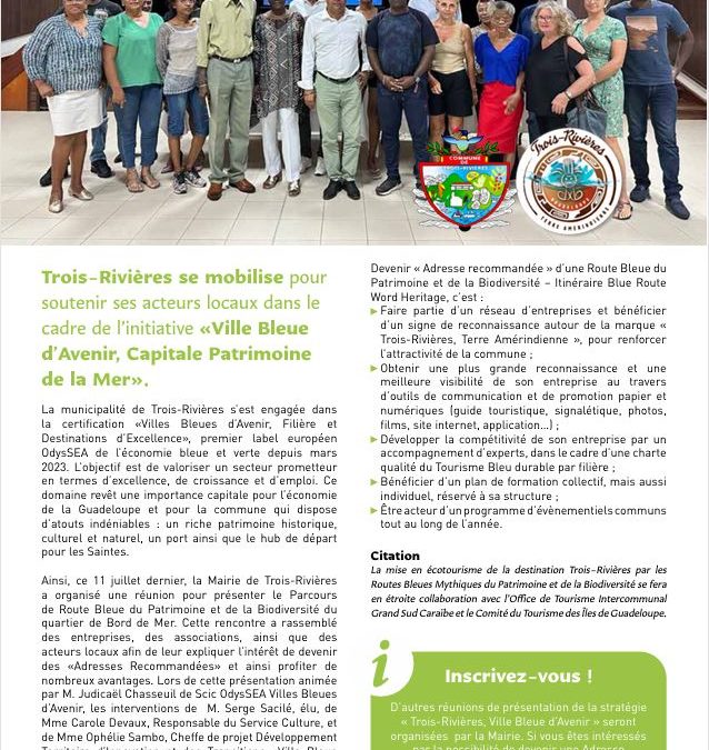 Zoom dans le bulletin municipal de Trois-Rivières sur sa mobilisation pour les acteurs locaux, dans le cadre de son projet de territoire « Ville Bleue d’Avenir »